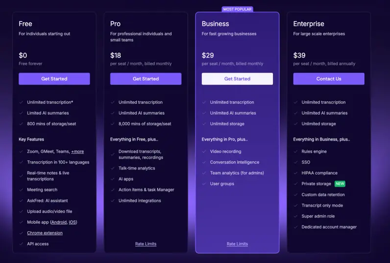 Fireflies pricing