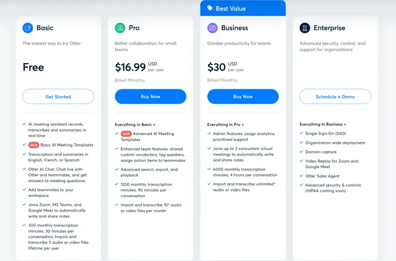 Otter pricing