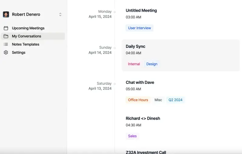 Sonnet meeting library with templates and categorized conversations