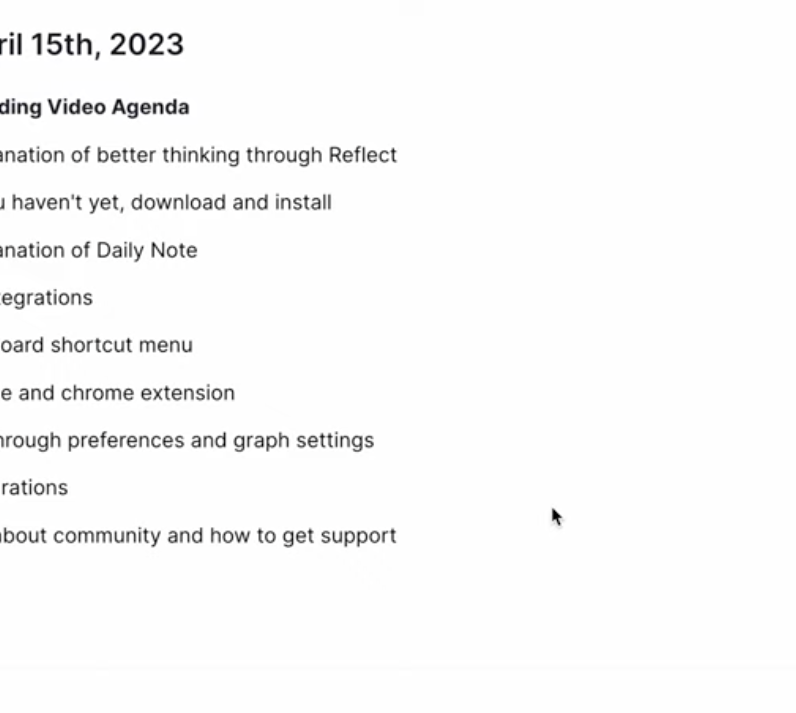 Reflect daily note with calendar, backlinks, and note actions