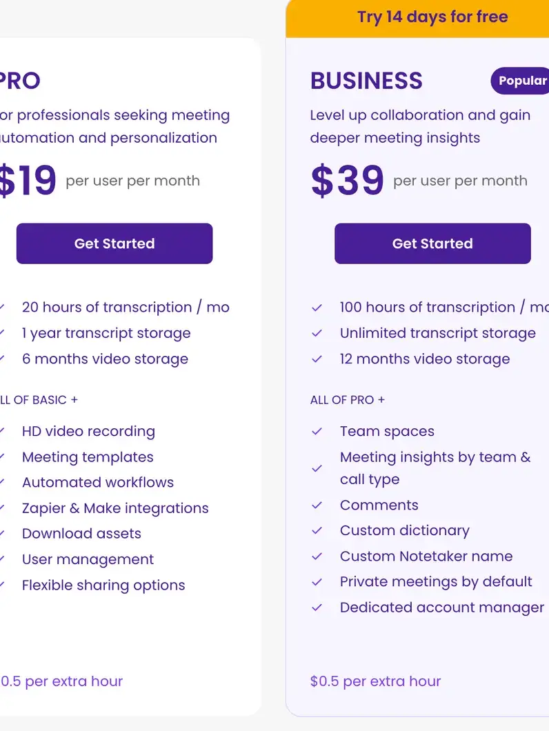 Meetgeek pricing