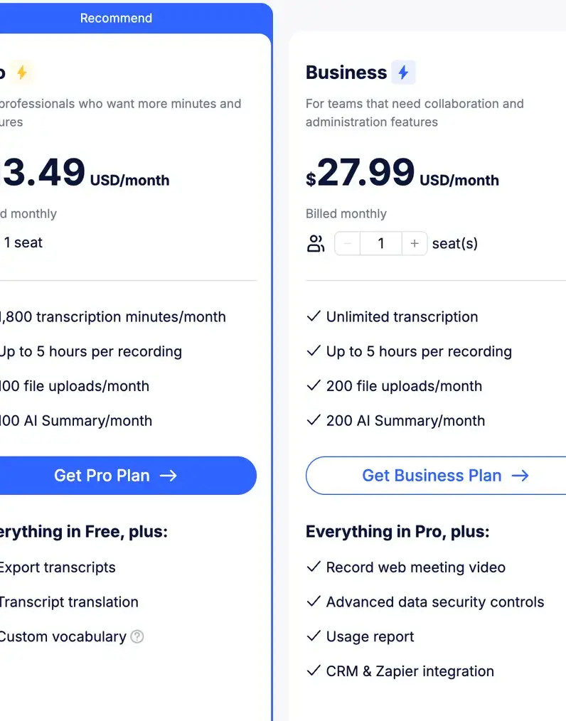 Notta pricing
