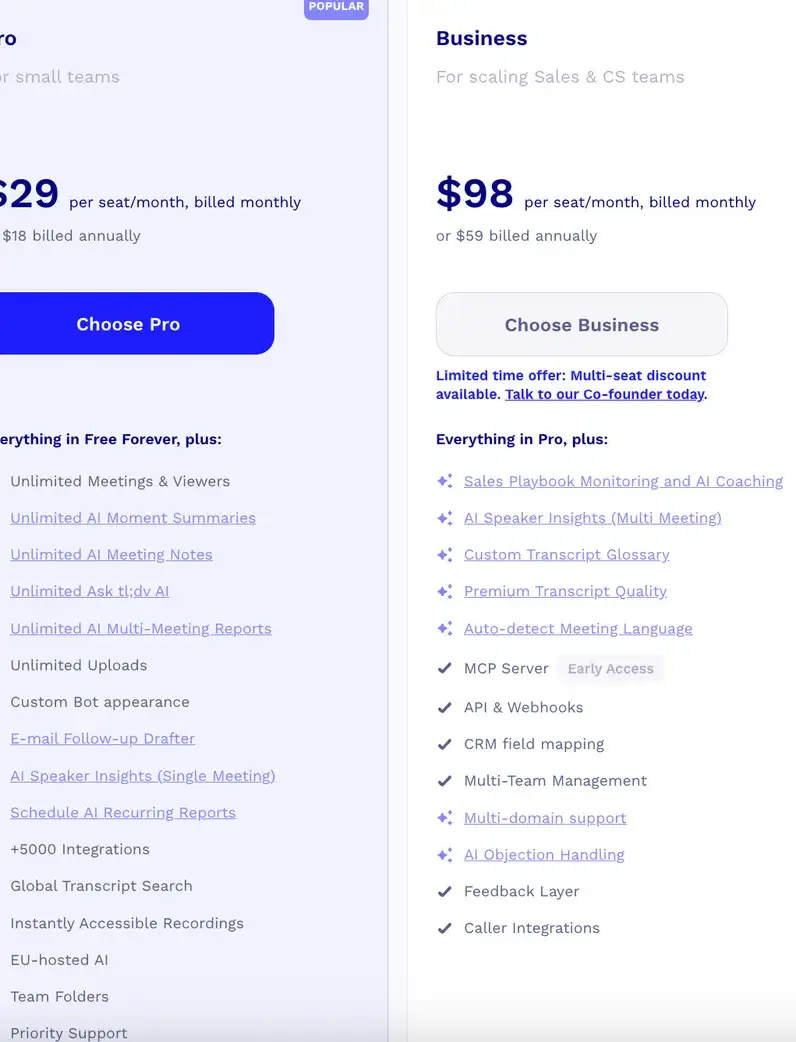 tldv pricing