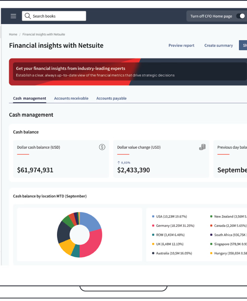 Diligent board workspace showing a financial-insights dashboard