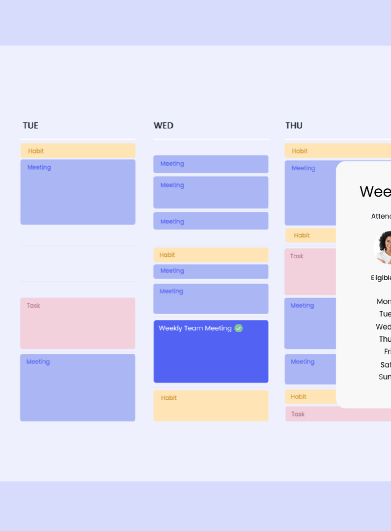 Reclaim weekly calendar with an expanded team-meeting schedule
