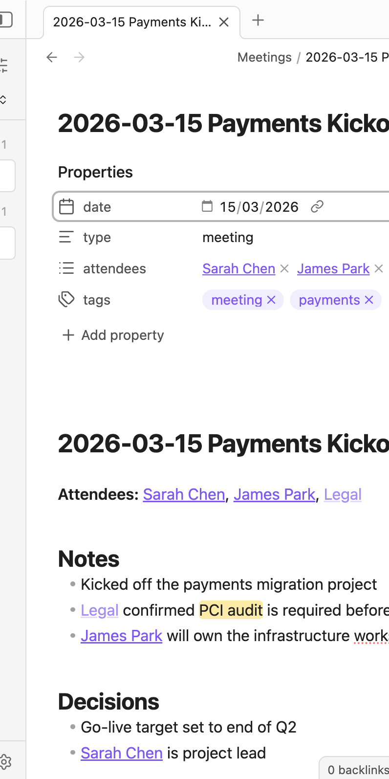 Obsidian search filtering notes by date property