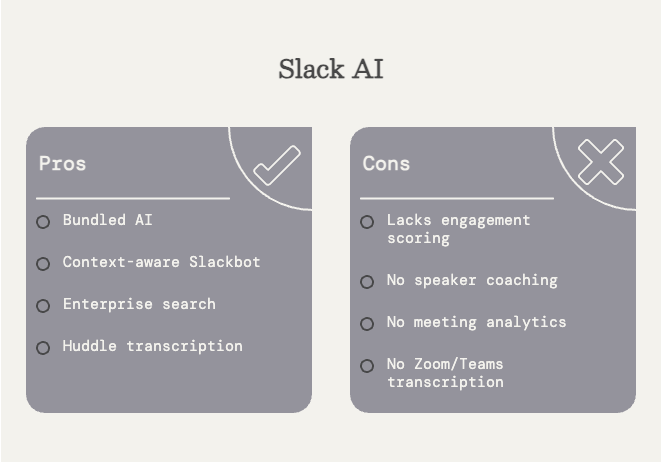 Slack AI enterprise search and summaries compared with Read AI