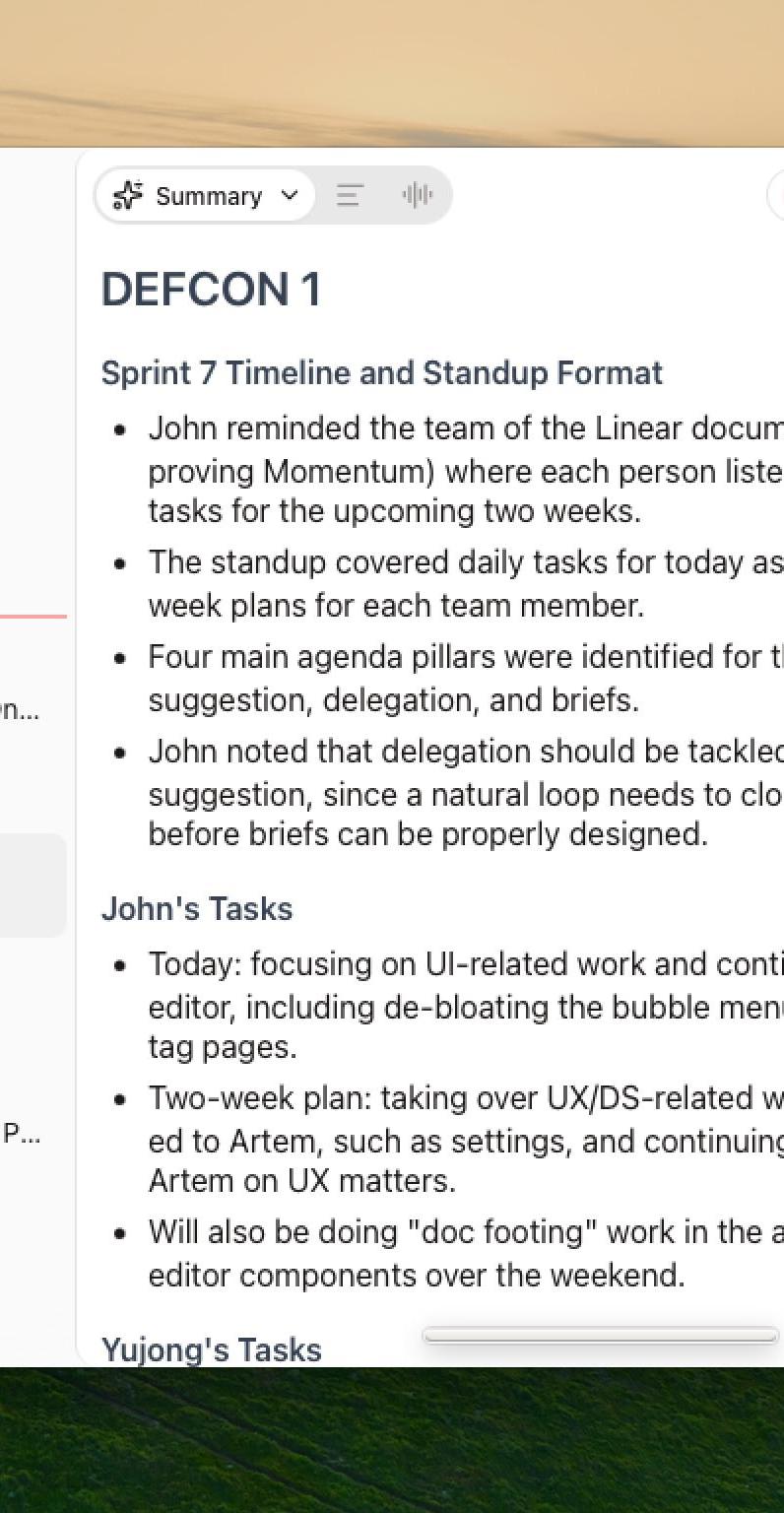 Current Anarlog meeting summary view
